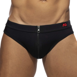 Slip de Bain Allover Zip Noir AD Fetish