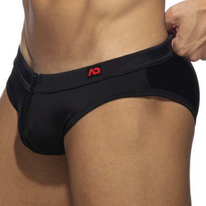 Slip de Bain Allover Zip Noir AD Fetish