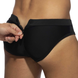 Slip de Bain Allover Zip Noir AD Fetish