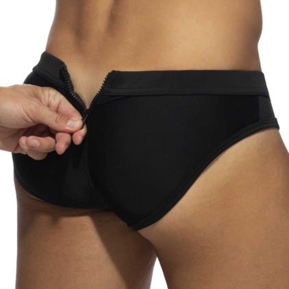 Slip de Bain Allover Zip Noir AD Fetish