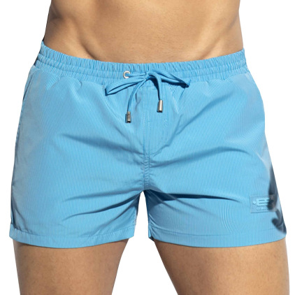 Short de Bain à Rayures Fines Bleu Turquoise ES Collection