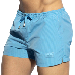 Short de Bain à Rayures Fines Bleu Turquoise ES Collection