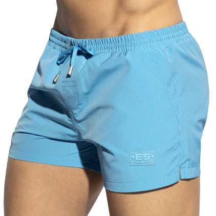 Short de Bain à Rayures Fines Bleu Turquoise ES Collection