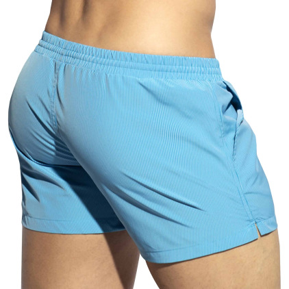 Short de Bain à Rayures Fines Bleu Turquoise ES Collection