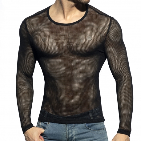 ES Collection Mesh Long Sleeves T-Shirt - Black