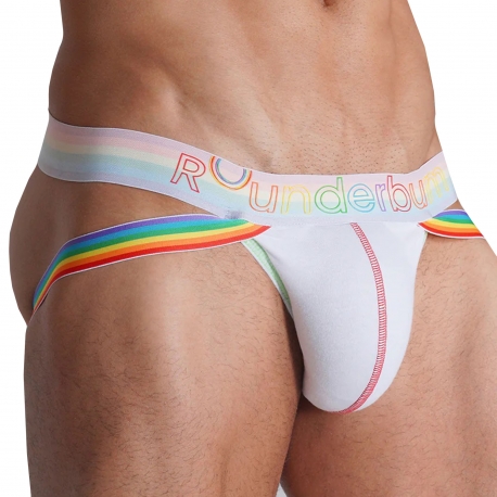Rounderbum Neon Pride Package Jock Thong - White