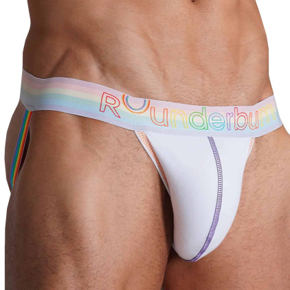 Rounderbum Jock Strap Lift Neon Pride Blanc Rounderbum Jock Strap Lift Neon Pride Blanc