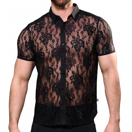 Andrew Christian Unleashed Lace Shirt - Black