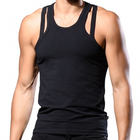 Andrew Christian Unleashed Double Strap Tank Top - Black