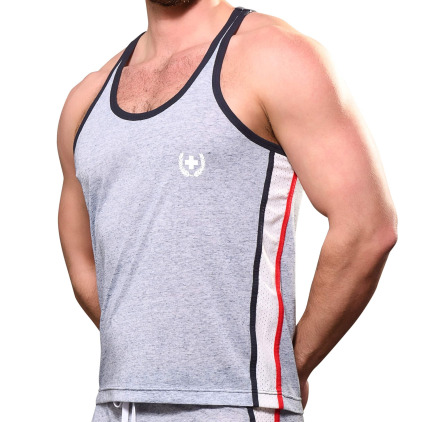 Andrew Christian Débardeur Sport Bleu Gris Chiné Andrew Christian Débardeur Sport Bleu Gris Chiné