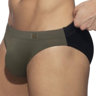 Slip de Bain Bicolore Kaki - Noir Addicted