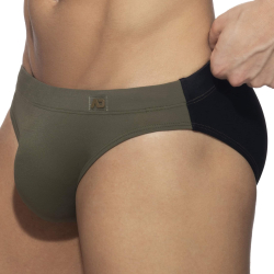 Slip de Bain Bicolore Kaki - Noir Addicted
