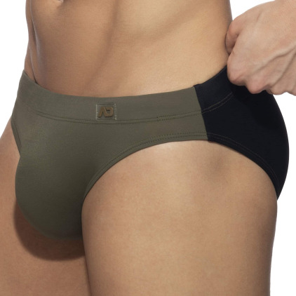 Slip de Bain Bicolore Kaki - Noir Addicted