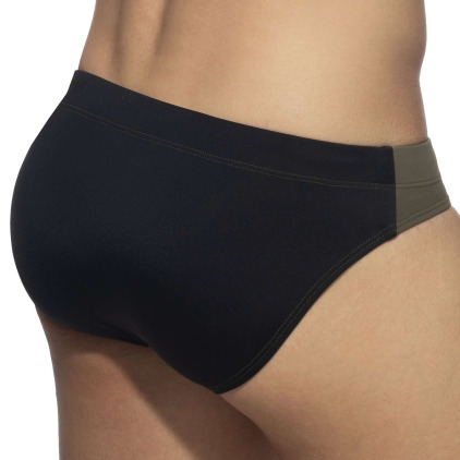 Slip de Bain Bicolore Kaki - Noir Addicted