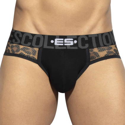 ES Collection Slip Coton Mesh Léopard Noir