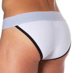 Slip Tanga Logo Coton Blanc SKU