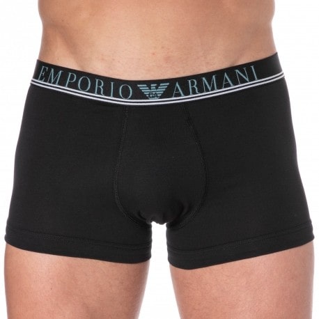 Emporio Armani Mixed Waistband Cotton Boxer Briefs - Black