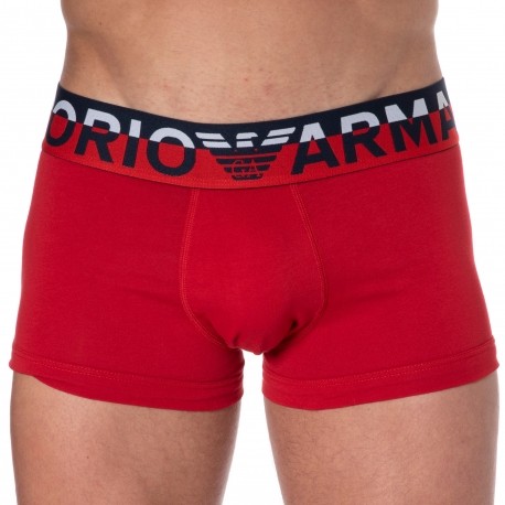 Emporio Armani Megalogo Cotton Boxer Briefs - Red