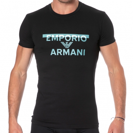 Emporio Armani Megalogo Cotton T-Shirt - Black