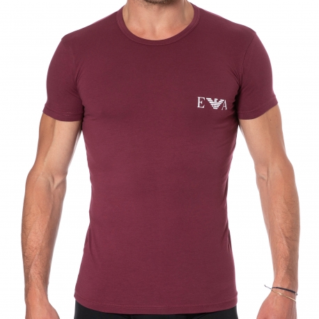 Emporio Armani Bold Monogram Cotton T-Shirt - Burgundy
