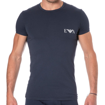 Emporio Armani Bold Monogram Cotton T-Shirt - Navy - White