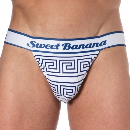 Sweet Banana Jock Strap Greek Frame Blanc - Bleu