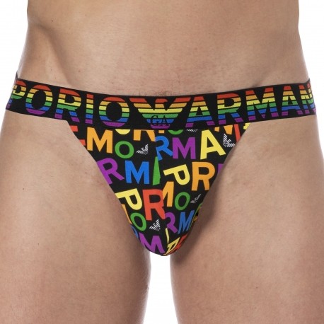 Emporio Armani Jock Strap Rainbow Noir - Logo