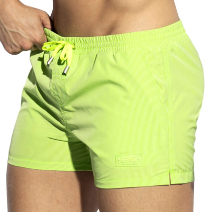 Short de Bain à Rayures Fines Citron Vert ES Collection
