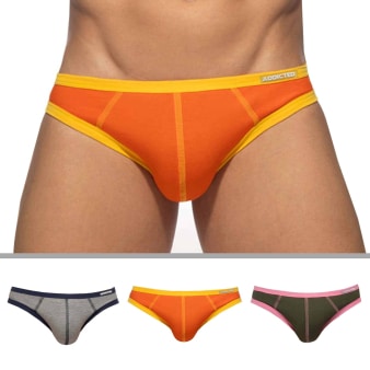 Lot de 3 Slips Twink Coton Orange - Gris - Kaki Addicted