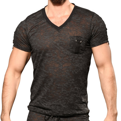 Andrew Christian T-Shirt Military Burnout Noir Vintage Andrew Christian T-Shirt Military Burnout Noir Vintage