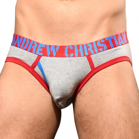Andrew Christian Almost Naked Fly Tagless Briefs - Heather Grey