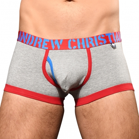 andrew christian boxer almost naked fly tagless gris chiné