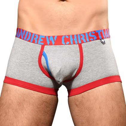 Andrew Christian Boxer Almost Naked Fly Tagless Gris Chiné Andrew Christian Boxer Almost Naked Fly Tagless Gris Chiné