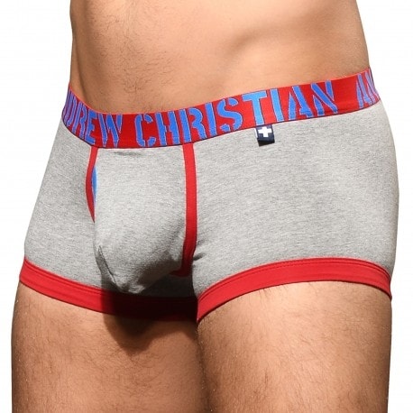 Andrew Christian Almost Naked Fly Tagless Trunks - Heather Grey