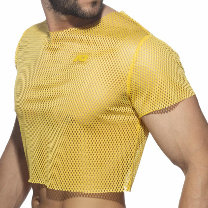 Addicted T-Shirt Crop Mesh Jaune Addicted T-Shirt Crop Mesh Jaune