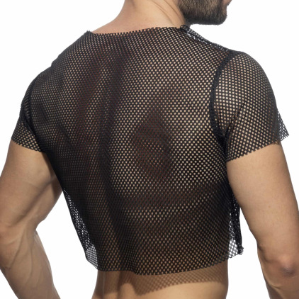 T-Shirt Crop Mesh Noir Addicted
