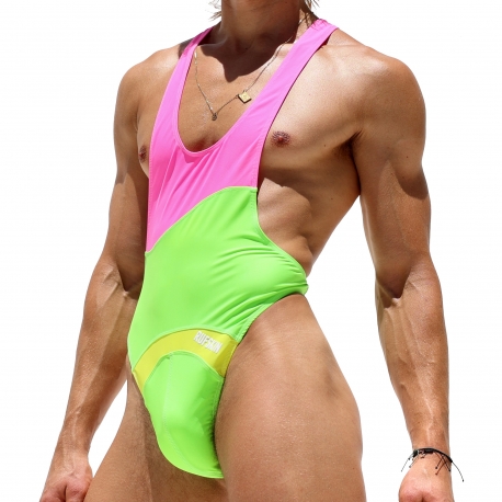 Rufskin Lian Swim Thong Bodysuit - Green / Pink