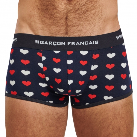 Garcon Francais Hearts Cotton Trunks - Navy