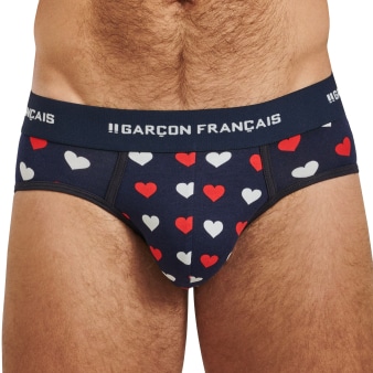 Slip Coton Cœurs Bleu Marine Garçon Français