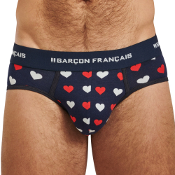 Slip Coton Cœurs Bleu Marine Garçon Français