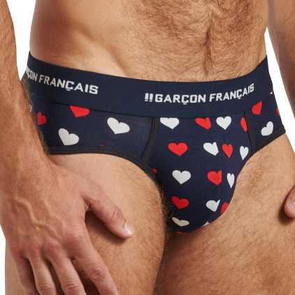 Slip Coton Cœurs Bleu Marine Garçon Français
