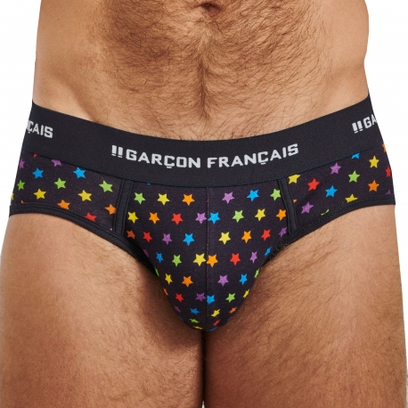 Garcon Francais Rainbow Stars Cotton Briefs - Navy