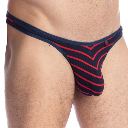 L'Homme invisible String Bikini Querelle de Brest Rayé Marine - R