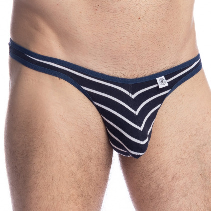 L'Homme invisible String Bikini Querelle de Brest Rayé Marine - B