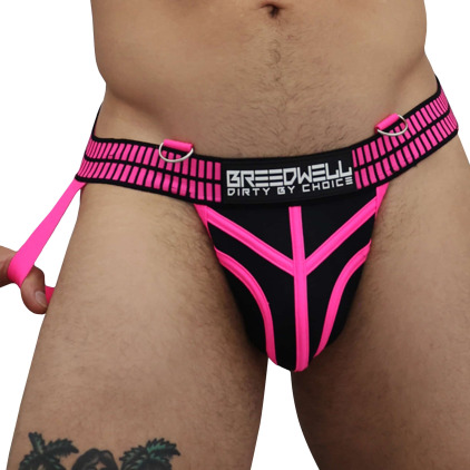 Breedwell Jock Strap Hybred Noir - Rose Fluo