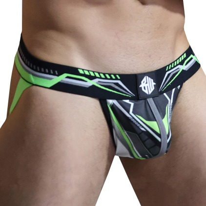 Breedwell Jock Strap Cyber Nights Noir - Vert Fluo