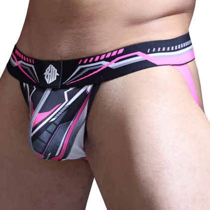 Breedwell Jock Strap Cyber Nights Noir - Rose Fluo