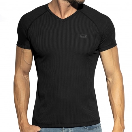 ES Collection Recycled Rib V-Neck T-Shirt - Black