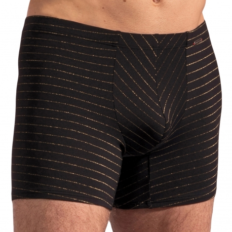 Olaf Benz RED 2215 Long Boxer Briefs - Black - Gold