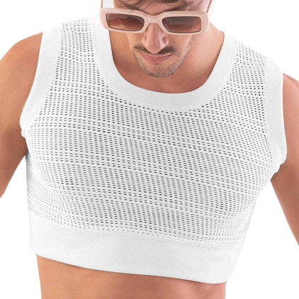 Barcode T-Shirt Crop Luz Mesh Blanc Barcode T-Shirt Crop Luz Mesh Blanc